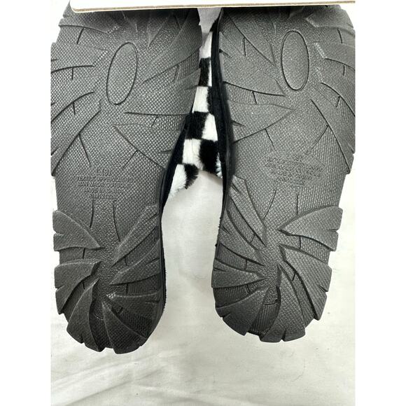 Kensie Black/white Check Slippers Slides 9 NEW - Picture 4 of 5